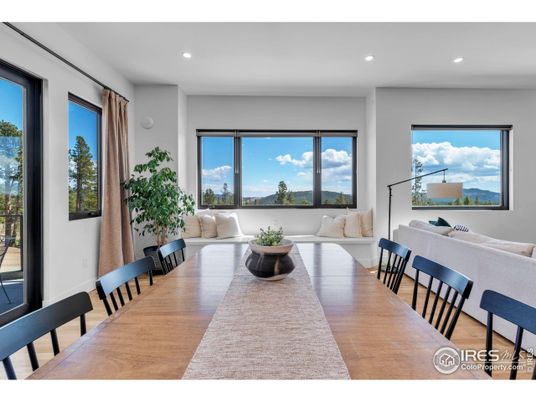 Dining room, Interior, Recessed Lighting, Wood Texture Flooring