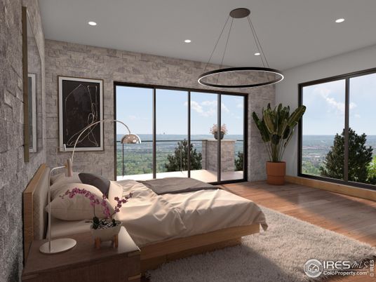 Bedroom, Interior, Pendant Lights, Recessed Lighting, Water, Wood Texture Flooring