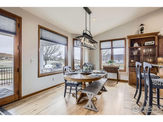 Chandelier, Dining room, Interior, Pendant Lights, Recessed Lighting, Wood Texture Flooring