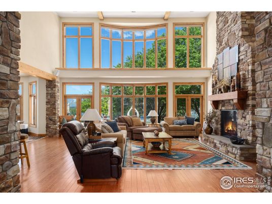 Fireplace, Interior, Living room, Stone Walls, Wood Texture Flooring