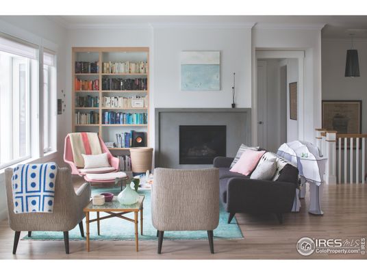 Fireplace, Interior, Living room, Pendant Lights, Wood Texture Flooring