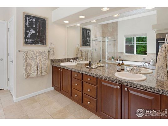 Bathroom, Dual Sink Vanities, Glass Shower, Interior, Recessed Lighting
