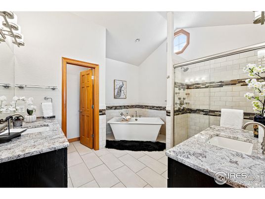 Bathroom, Dual Sink Vanities, Free Standing Baths, Glass Shower, Interior, Recessed Lighting