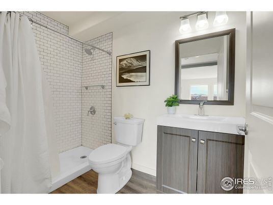 Bathroom, Glass Shower, Interior, Wood Texture Flooring