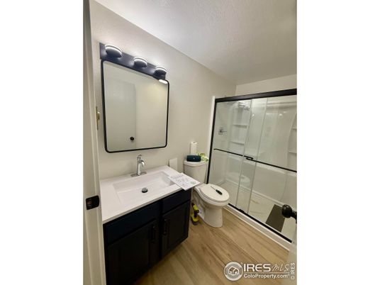 Bathroom, Glass Shower, Interior, Wood Texture Flooring