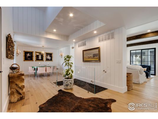 Dining room, Interior, Pendant Lights, Recessed Lighting, Wood Texture Flooring