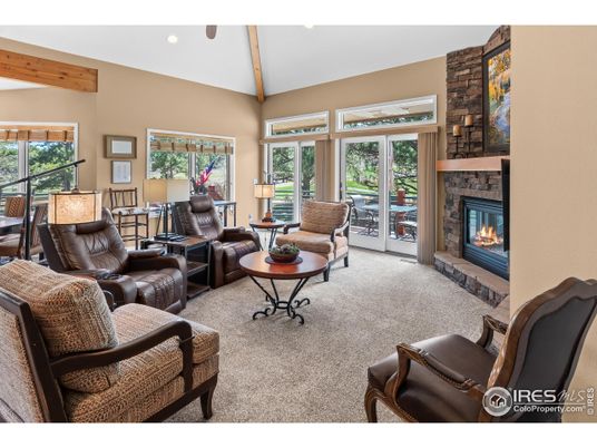 Fireplace, Interior, Living room, Recessed Lighting, Stone Walls, Wooden Beams
