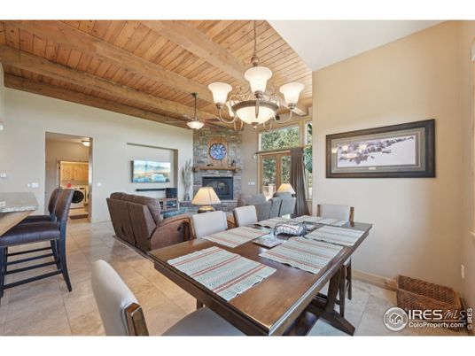 Chandelier, Dining room, Fireplace, Interior, Living room, Wooden Beams, Wooden Ceilings