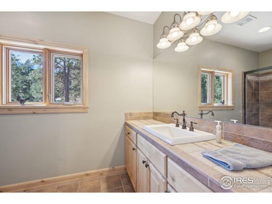 Bathroom, Glass Shower, Interior, Recessed Lighting, Tile Countertops
