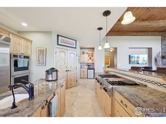 Interior, Kitchen, Pendant Lights, Recessed Lighting, Stainless Steel Appliances, Wooden Beams, Wooden Ceilings