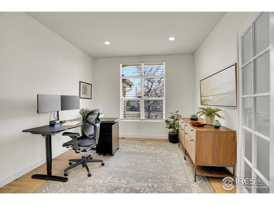 Home Office, Interior, Recessed Lighting, Wood Texture Flooring