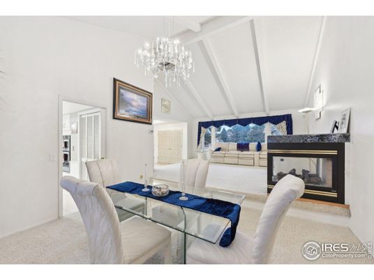Chandelier, Dining room, Fireplace, Interior, Living room