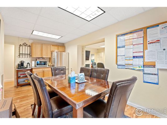 Dining room, Interior, Kitchen, Recessed Lighting, Stainless Steel Appliances, Wood Texture Flooring