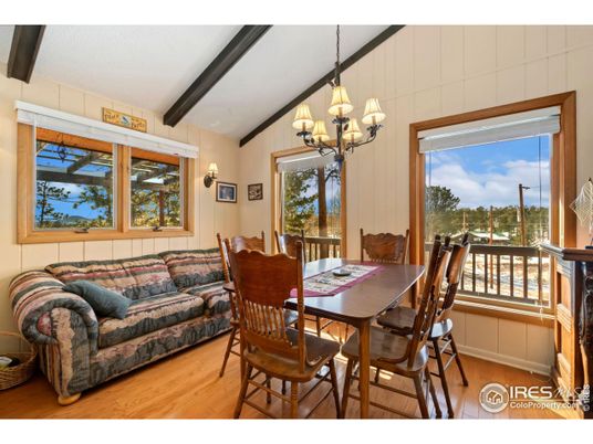 Chandelier, Dining room, Interior, Wooden Beams, Wood Texture Flooring