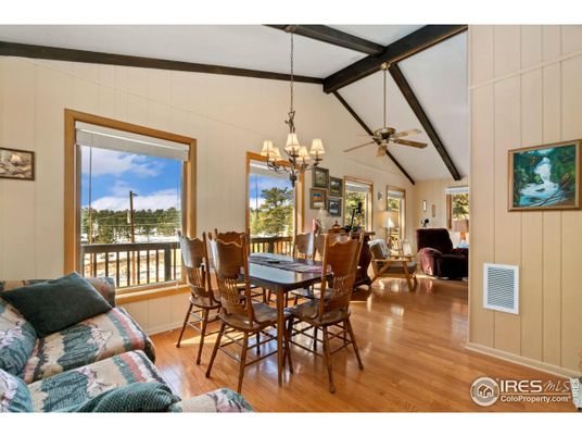 Chandelier, Dining room, Interior, Living room, Wooden Beams, Wood Texture Flooring