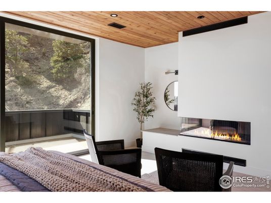 Fireplace, Interior, Living room, Recessed Lighting, Wooden Ceilings