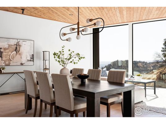 Dining room, Interior, Pendant Lights, Wooden Ceilings, Wood Texture Flooring