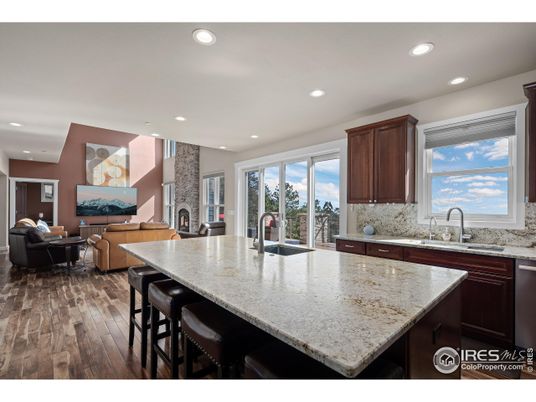 Interior, Kitchen, Living room, Recessed Lighting, Wood Texture Flooring