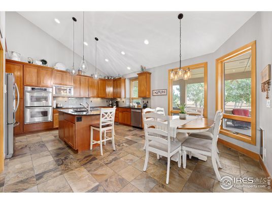 Dining room, Interior, Kitchen, Pendant Lights, Recessed Lighting, Stainless Steel Appliances