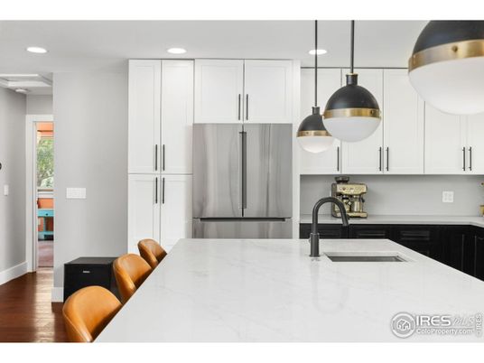 Interior, Kitchen, Pendant Lights, Recessed Lighting, Wood Texture Flooring