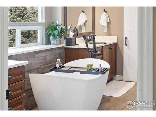 Bathroom, Free Standing Baths, Interior, Wood Texture Flooring