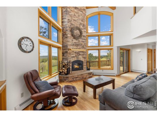 Fireplace, Interior, Living room, Stone Walls, Wood Texture Flooring
