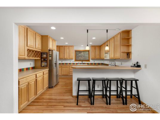 Interior, Kitchen, Pendant Lights, Recessed Lighting, Wood Texture Flooring