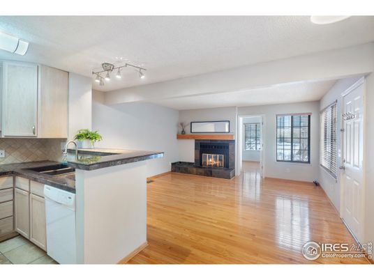 Fireplace, Interior, Kitchen, Wood Texture Flooring