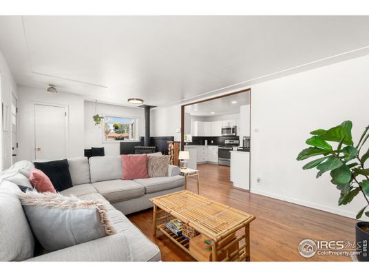 Interior, Kitchen, Living room, Recessed Lighting, Stainless Steel Appliances, Wood Texture Flooring