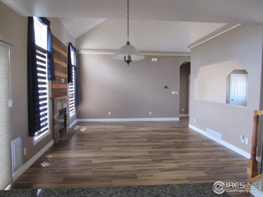 Empty room, Interior, Pendant Lights, Wood Texture Flooring
