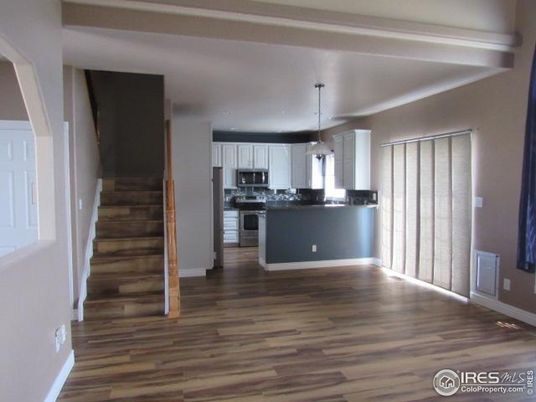 Interior, Kitchen, Pendant Lights, Stainless Steel Appliances, Wood Texture Flooring