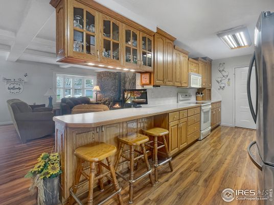 Interior, Kitchen, Living room, Stainless Steel Appliances, Wood Texture Flooring