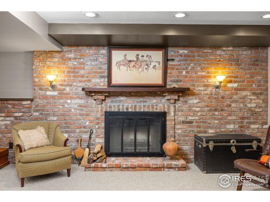 Fireplace, Interior, Recessed Lighting, Stone Walls