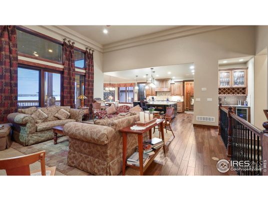 Dining room, Interior, Kitchen, Living room, Pendant Lights, Recessed Lighting, Stainless Steel Appliances, Wood Texture Flooring