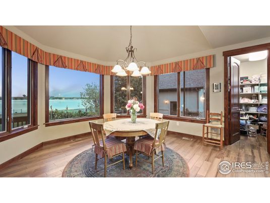 Chandelier, Dining room, Interior, Water, Wood Texture Flooring