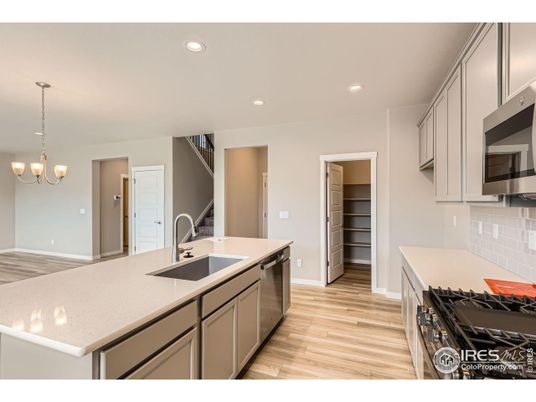 Chandelier, Interior, Kitchen, Recessed Lighting, Wood Texture Flooring