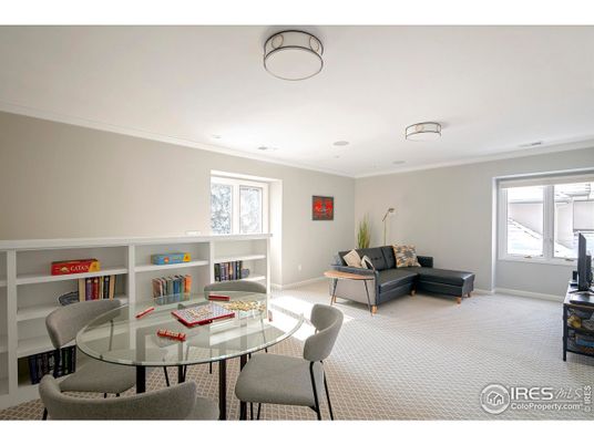 Dining room, Fireplace, Interior, Living room, Recessed Lighting