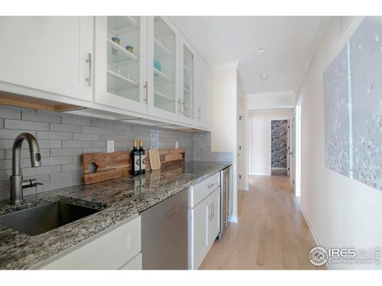 Interior, Kitchen, Recessed Lighting, Stone Walls, Wood Texture Flooring
