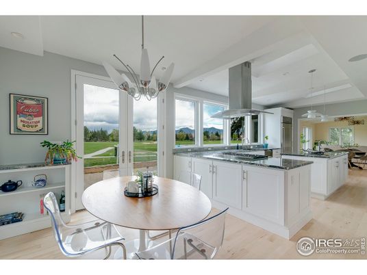 Dining room, Interior, Kitchen, Pendant Lights, Recessed Lighting, Wood Texture Flooring