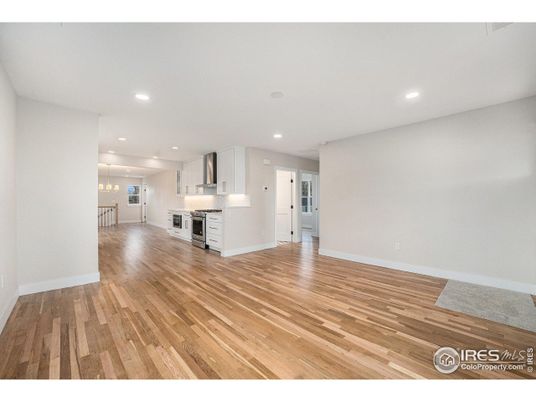 Empty room, Interior, Kitchen, Recessed Lighting, Wood Texture Flooring