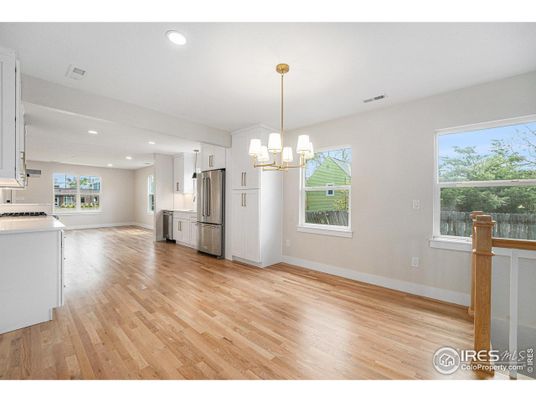 Chandelier, Interior, Kitchen, Pendant Lights, Recessed Lighting, Wood Texture Flooring