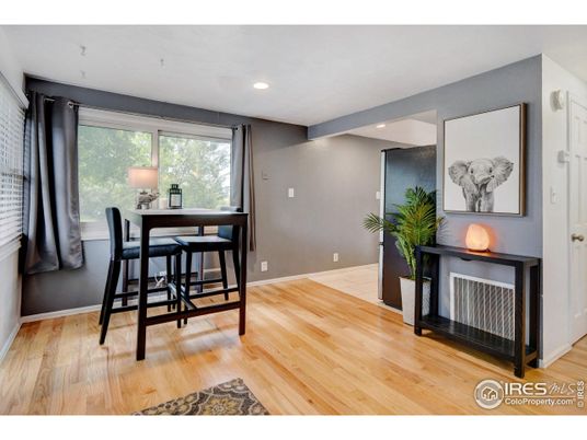 Dining room, Interior, Recessed Lighting, Wood Texture Flooring