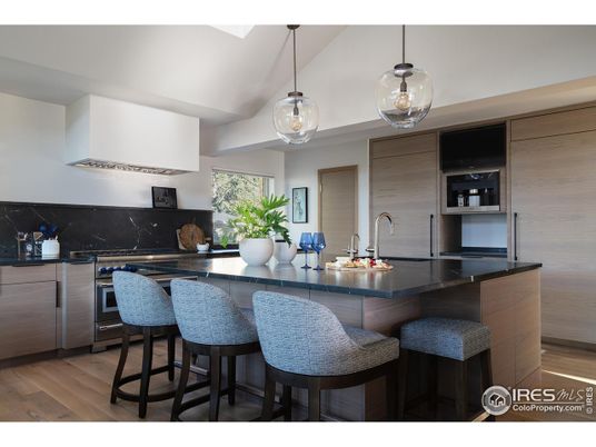 Interior, Kitchen, Pendant Lights, Stainless Steel Appliances, Wood Texture Flooring