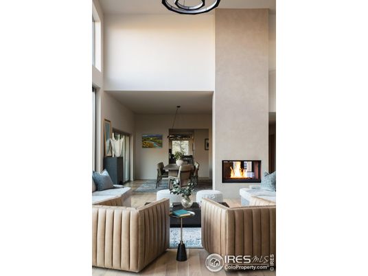 Dining room, Fireplace, Interior, Living room, Pendant Lights