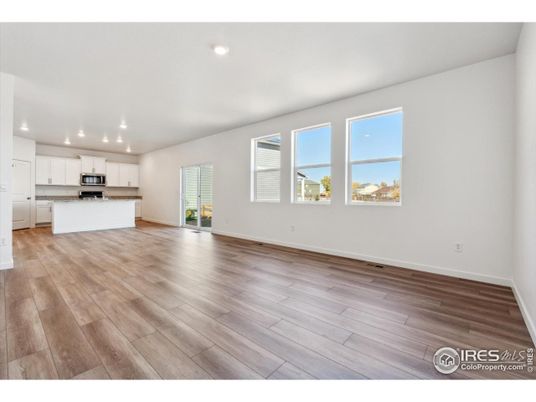 Empty room, Interior, Kitchen, Recessed Lighting, Wood Texture Flooring