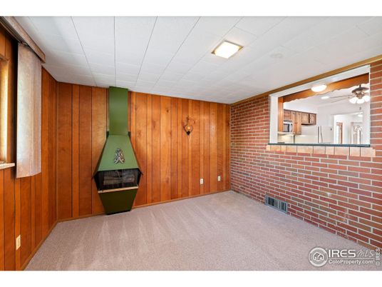 Empty room, Fireplace, Interior, Stone Walls, Wooden Walls
