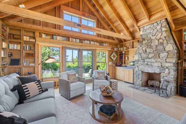 Fireplace, Interior, Living room, Stone Walls, Wooden Beams, Wooden Ceilings, Wood Texture Flooring, Wooden Walls