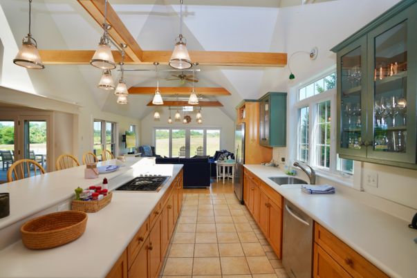 Interior, Kitchen, Living room, Pendant Lights, Wooden Beams