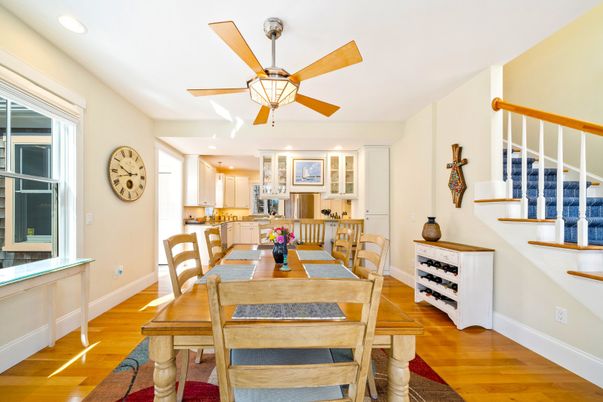 Dining room, Interior, Kitchen, Recessed Lighting, Wood Texture Flooring