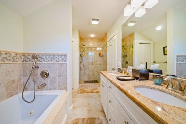 Bathroom, Dual Sink Vanities, Glass Shower, Interior, Recessed Lighting